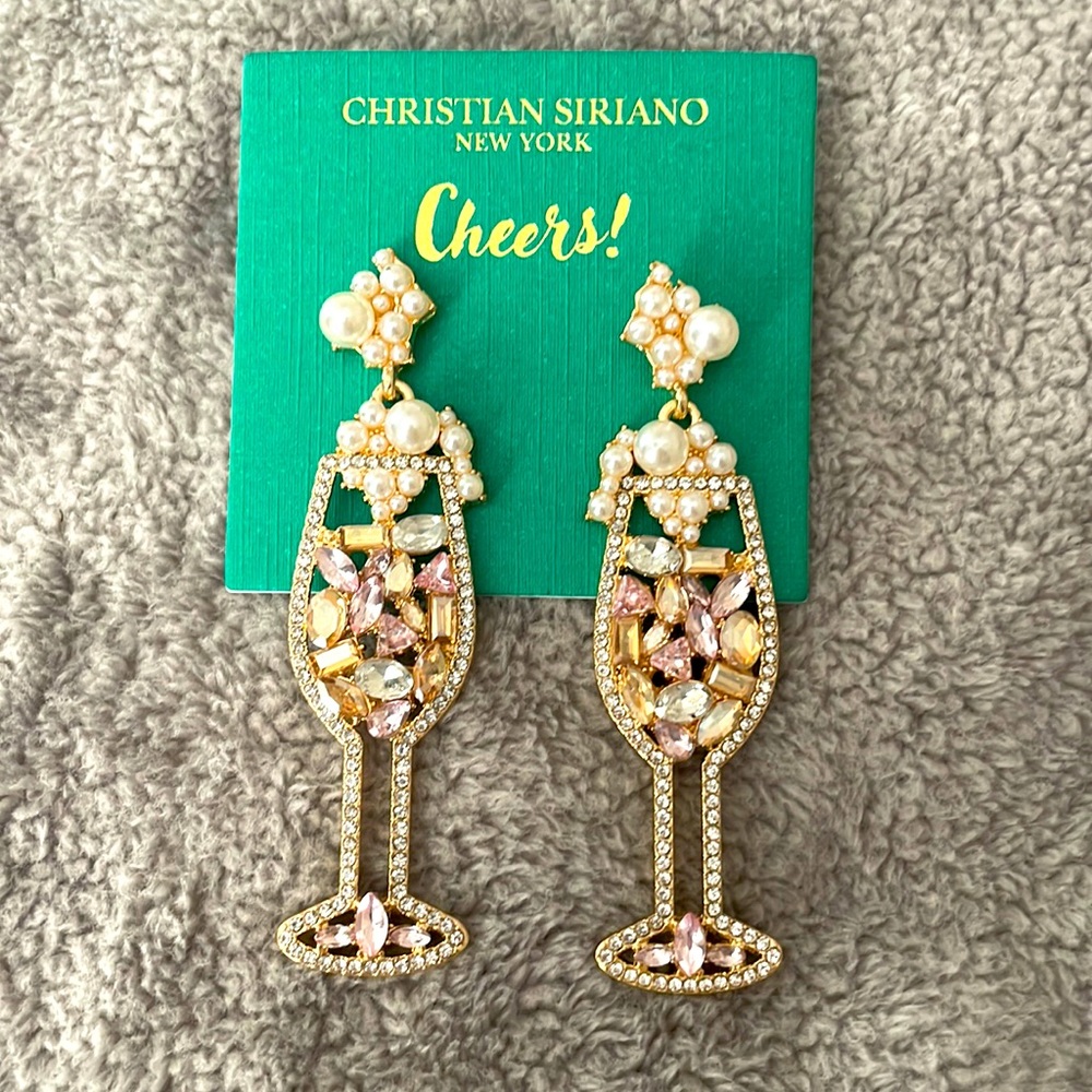 NIB Christian Siriano Champagne Glass earrings!